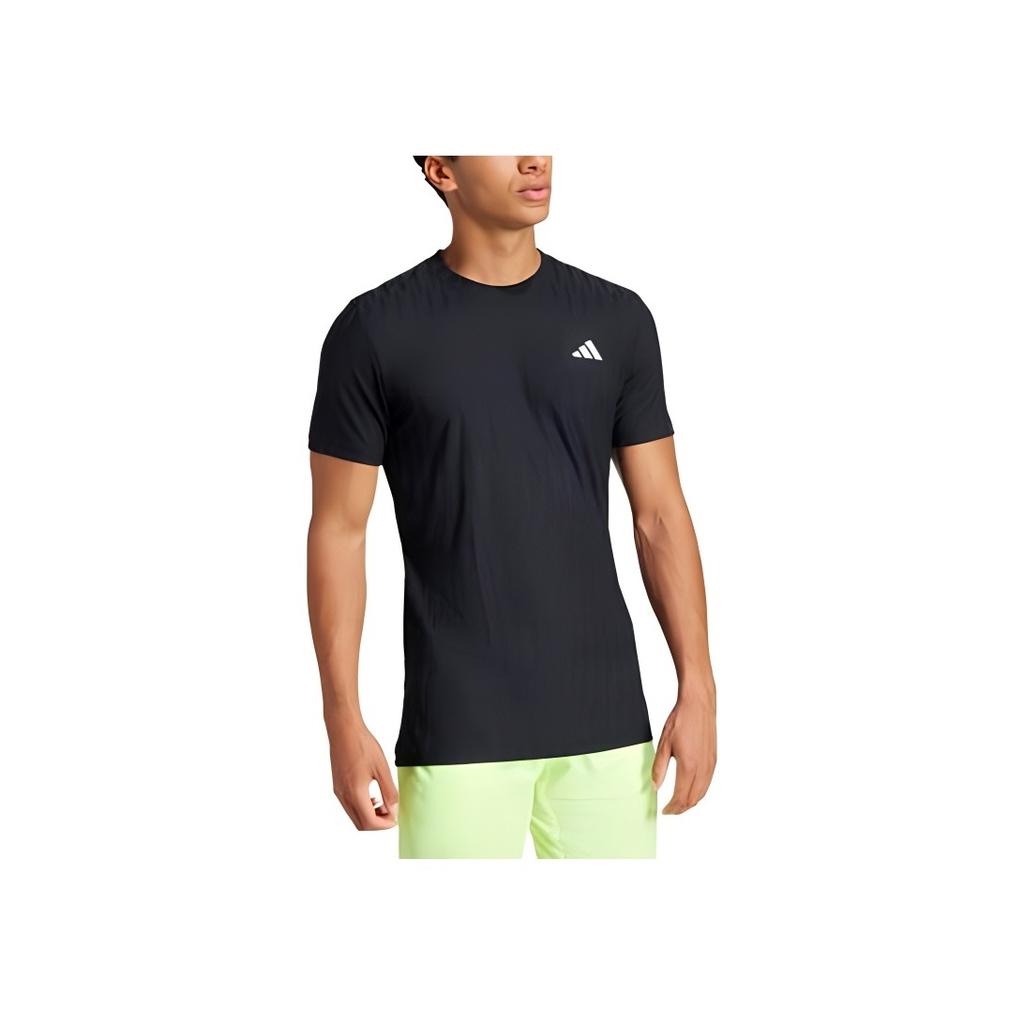 Adidas Tennis Air Chill Climacool Free Lift Logo Solid Color Slim Fit Comfortable Short Sleeve Tennis Sweat-Wicking T-Shirt Men Tops Black JF8459