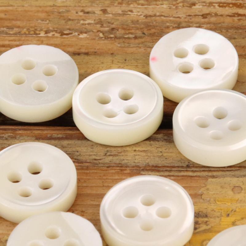 4 Holes Polished Freshwater River Shell Buttons Small Round Thin Edge Durable for Shirts Blouses Handmade Apparel Making
