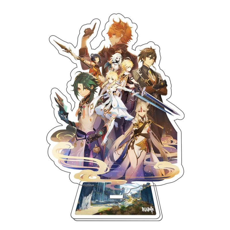 Game Genshin Impact Figure Stand Model Toy 15cm Keqing Shen He Arataki Itto Acrylic Action Plate Desk Decoration Gift