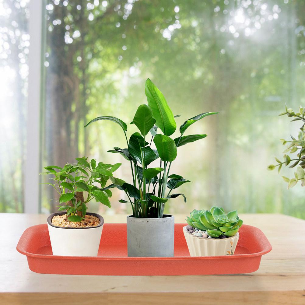 2Pcs Rectangular Plastic Plant Saucer Tray for Flower Pots Drip Proof Water Catcher Indoor Outdoor Gardening Accessory Drain