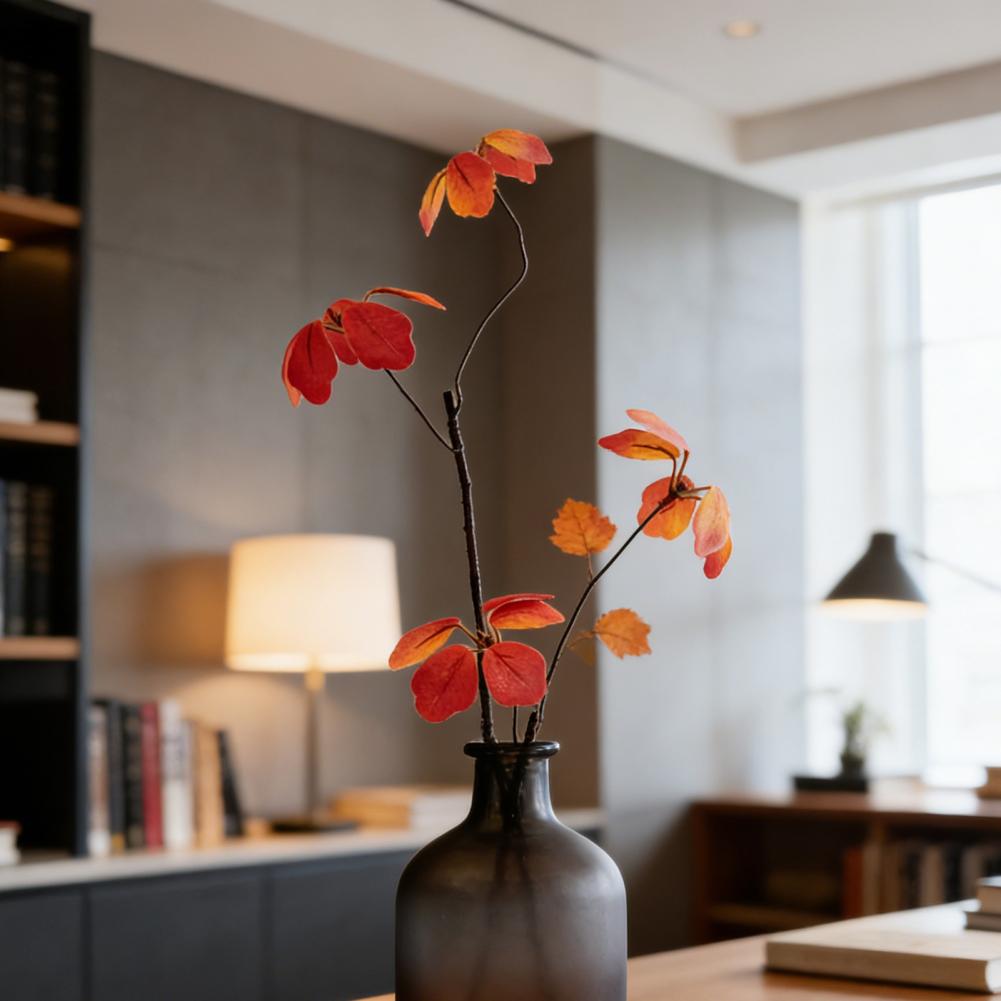 Chinese Japanese Home Decor Faux Fall Leaves Decor Artificial Fall Leaves Stems Realistic Faux Branches with Green for Home
