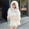 2 winter new imitation car strips imitation fox hair woven coat hooded bat imitation fur coat