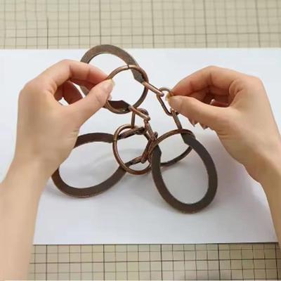 Difficulty Level Cast Triple Horseshoe Disentanglement Metal Brain Teaser Puzzles Ring Educational Toys For Children Adults