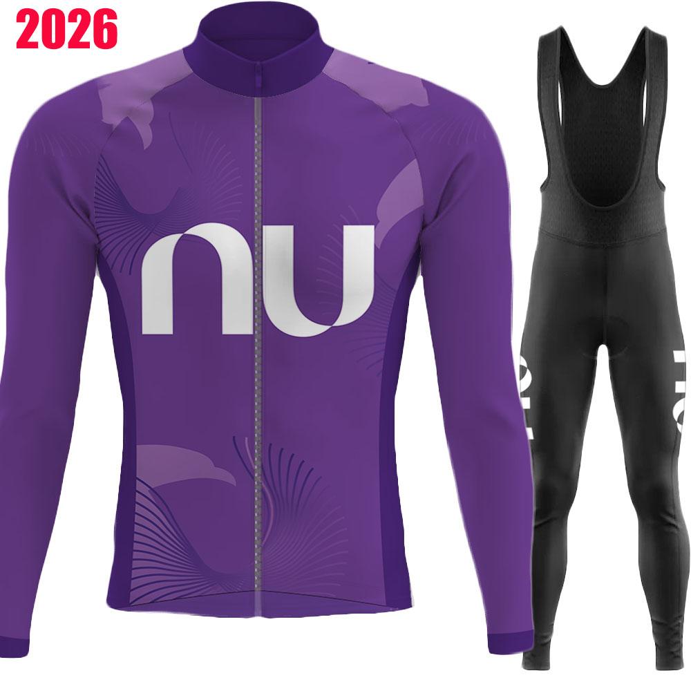 

Team 2026 Cycling Jersey Set Purple Colombia Clothing Suit Mens Long Sleeve MTB Bike Road Pants Bib Ropa Ciclismo XS