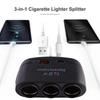 120W Dual USB Socket 3 in 1 Car Cigarette Lighter Splitter 12V 24V Fast Charger Plug Phone Power Adapter for iPhone GPS Dashcam