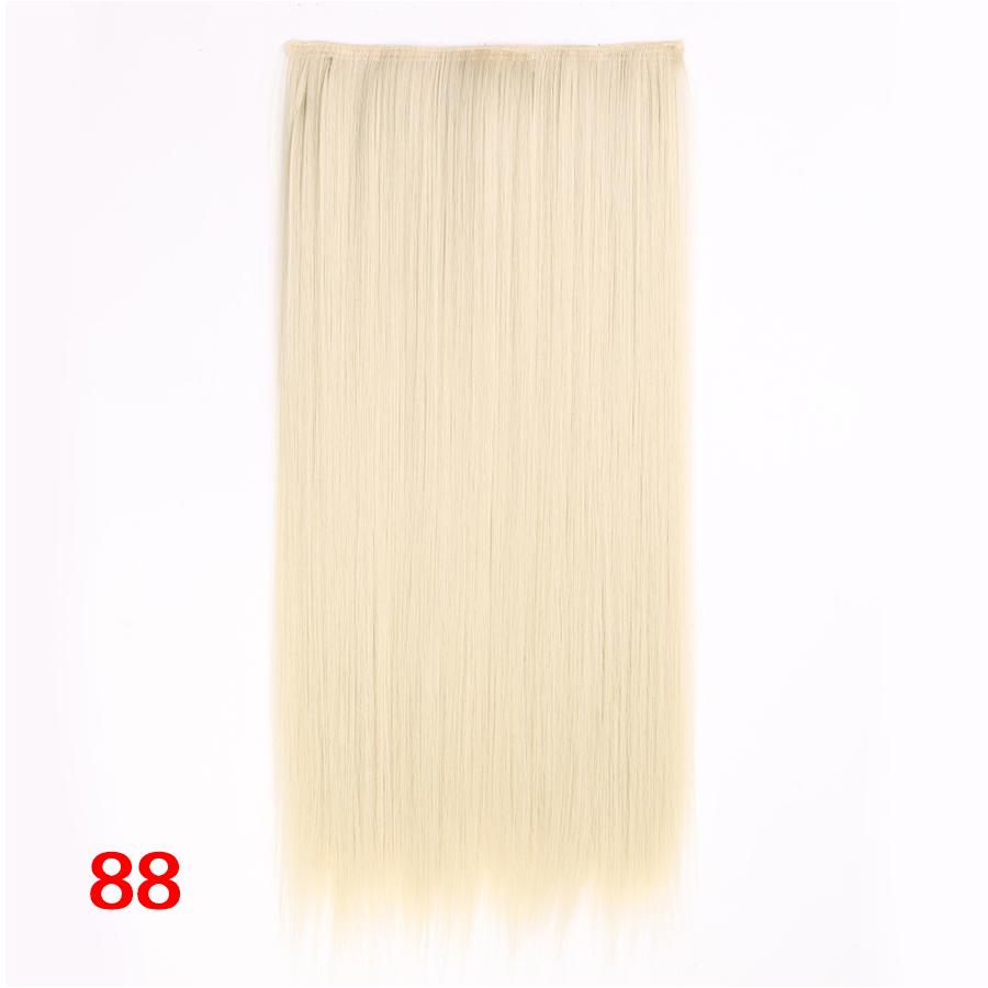 Leeons 5 Clips In Hair Extensions Synthetic Straight Heat-Resisting Fiber Clip On 24 Inch Blonde Brown Fashion Color For Women