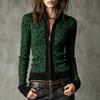 Women's Retro Leopard Print Zip Up Slim Fit Cardigan – Vintage Fashion Knit Cardigan