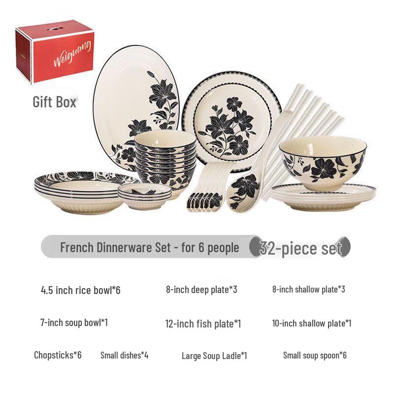 Retro Lily Ceramic Dinnerware Set