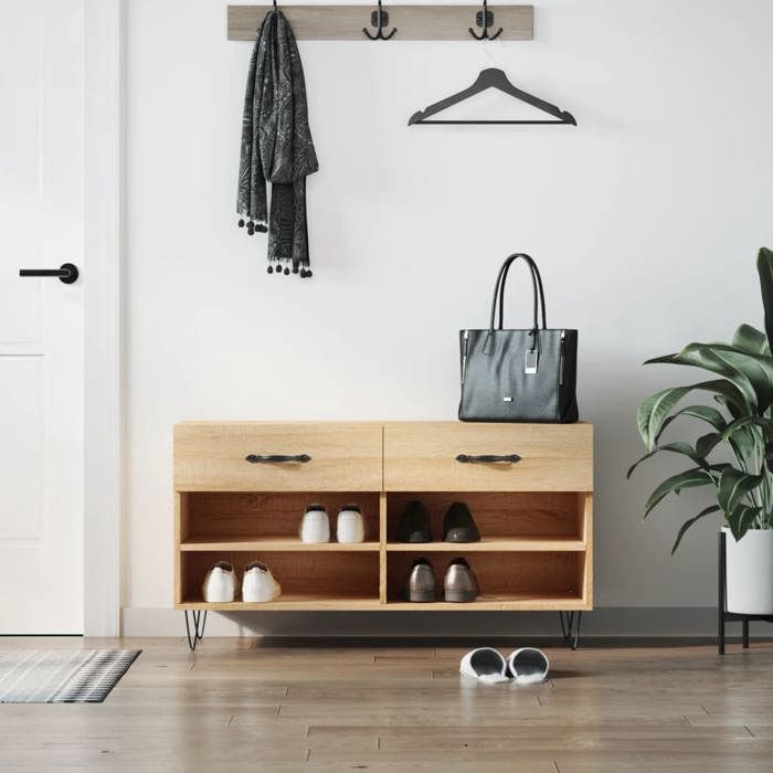 VidaXL Shoe Bench, Shoe Cabinet with 4 Shelves and Legs, Shoe Rack with 2 Drawers Living Room, Modern, 829735