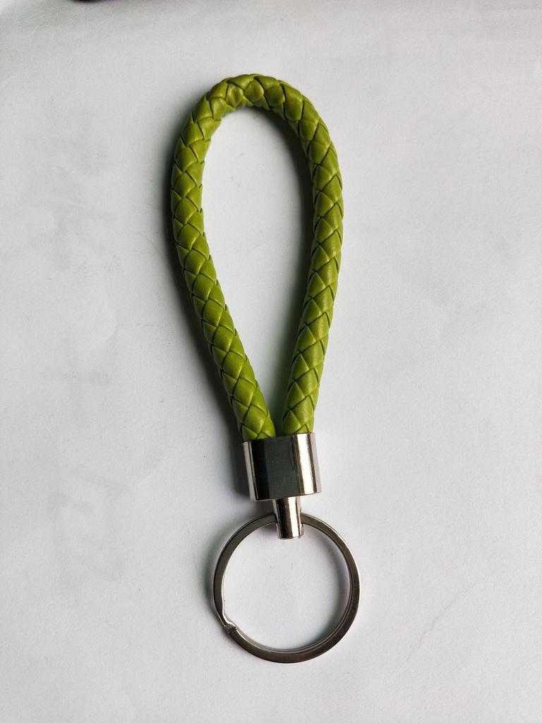 Woven Leather Cord Metal Keychain Pendant