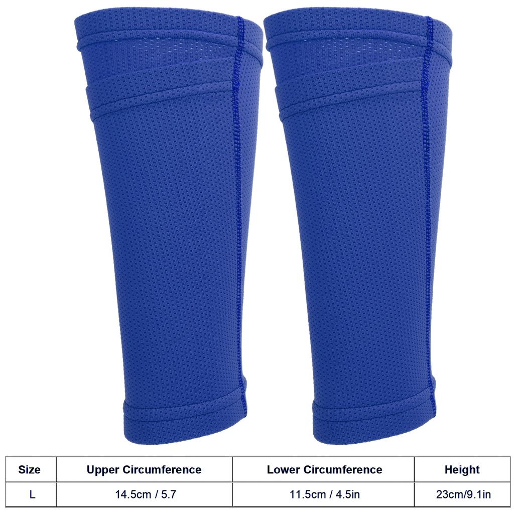 1 Pair Soccer Shin Guard Socks Double Layer Shin Pad Sleeves for Football Training Blue