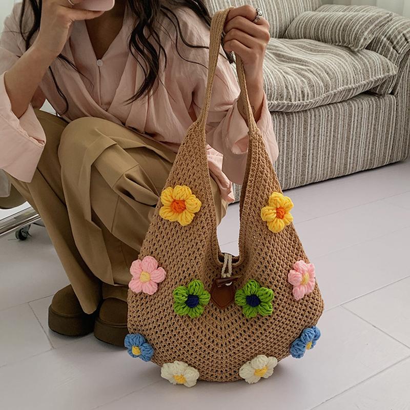 Nuova Borsa a Spalla Floreale alla Moda per Donna Stile Campagnolo Casual da Donna Grande Capacità Borsa da Viaggio Shopper