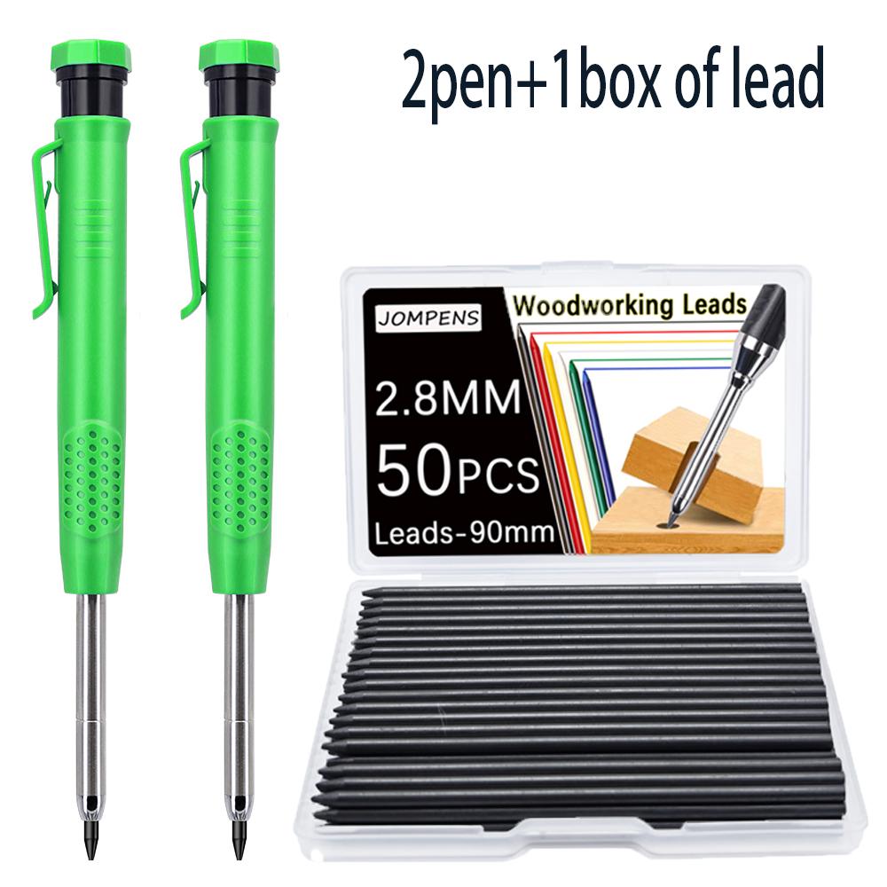 New 2.8mm Deep Hole Woodworking Marking Automatic Pencil Set With 50pcs Lead Refill, for Architectural Engineering Drawing Tools