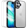 Protective Case - E.F.Connection - for iPhone 17 - Black Silicone - Hard Back - 2 Tempered Glasses