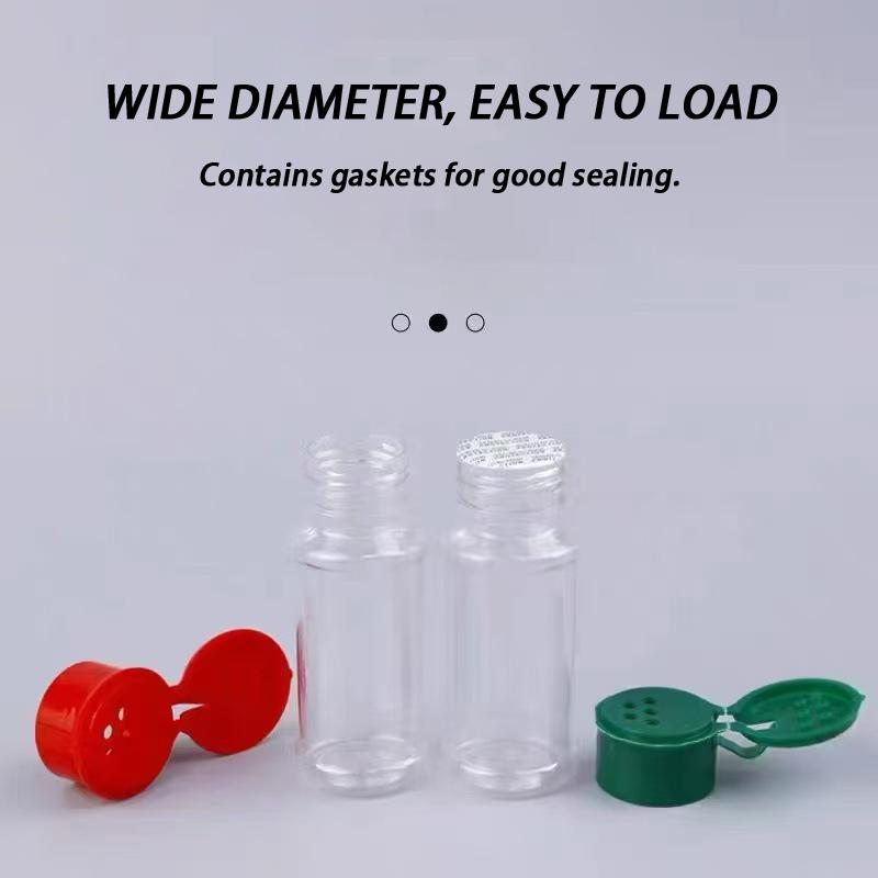 10Pcs Kitchen Salt Pepper Shakers 60/100Ml Plastic Empty Seasoning Storage Bottle