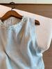Blue 3D Lace Embroidered Two-Piece Women's Summer Set - Sleeveless Shirt + Shorts, New Chinese Style