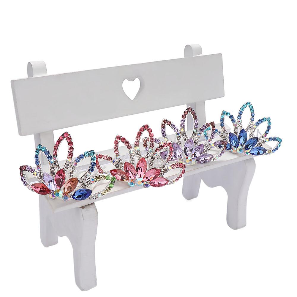 Kids Gift Princess Hairclip Hairpin Tiara Crown Hair Comb Crystal Rhinestone Hair Jewelry Flower