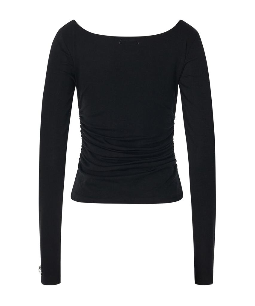 ZEROPLANET Joy Shirred Long Sleeve Top [Black]