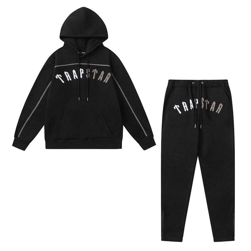 Trapstar Red & Black Tiger Head Towel Embroidery Tracksuit - Couples' Casual Hoodie & Pants Set