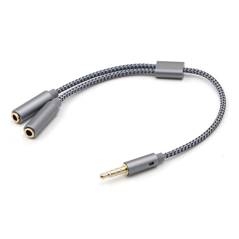 Gold-Plated 3.5mm Headphone & Microphone Splitter Cable for Mobile & PC