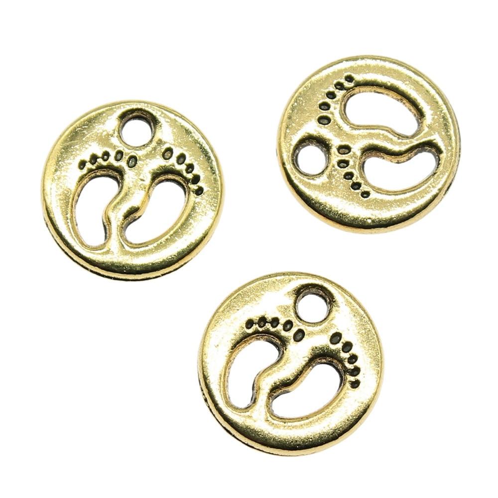 

20шт Двусторонние ноги Шармы Шармы Античное золото Цвет Цинковый сплав 11X11mm