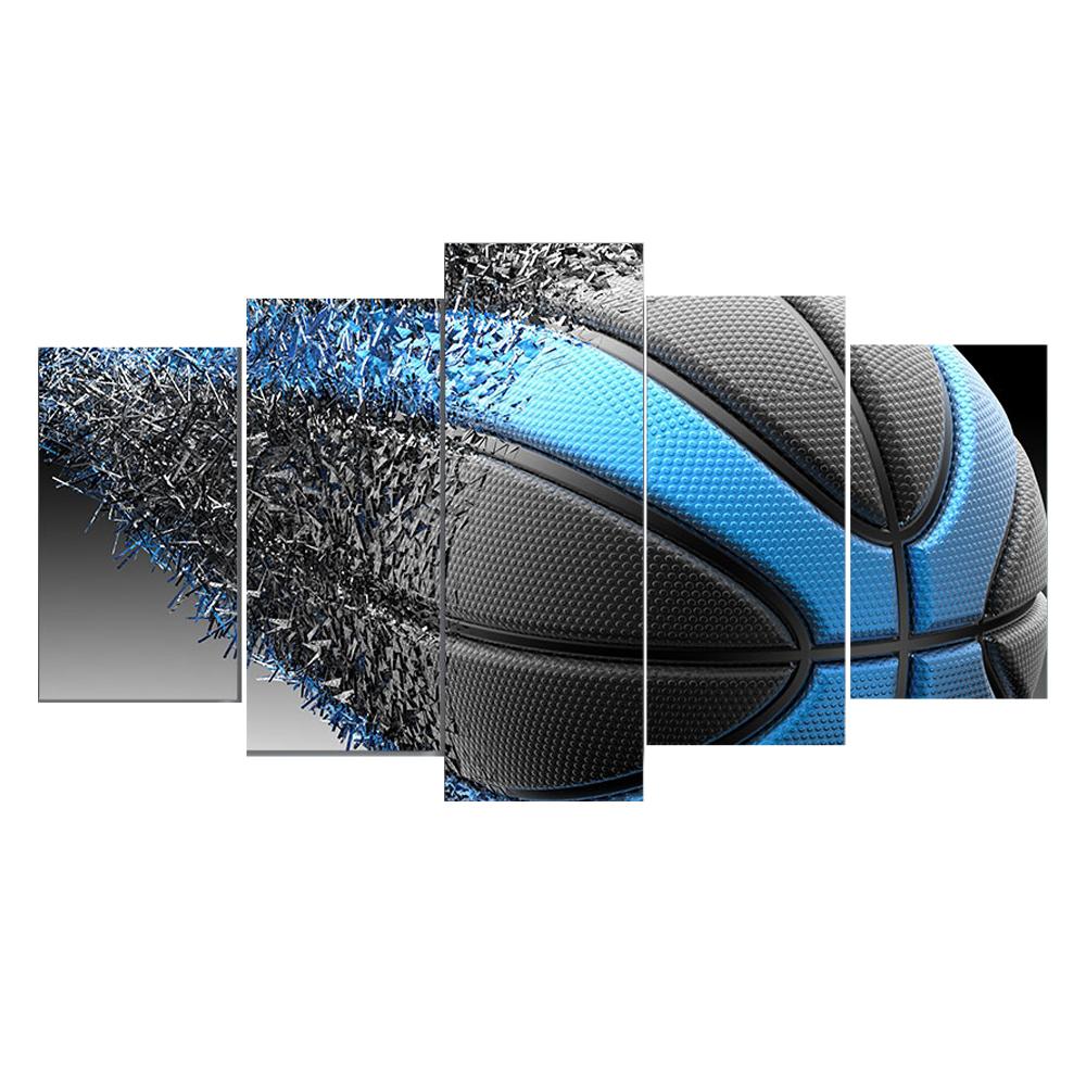 Modular Picture Modern Decoration Photo 5 Panel Basketball Wall Art Painting Canvas Poster  Soccer For Living Room
