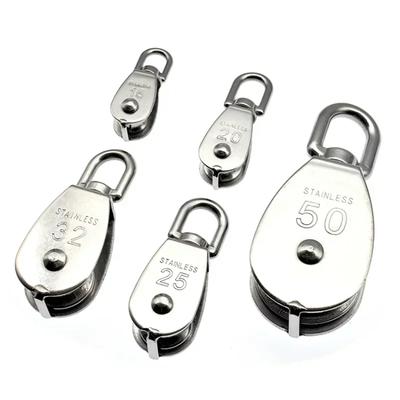 Stainless Steel Pulley M15/M20/M25/M32/M50 Single Wheel Rotary Lifting Rope Block Tool Marine Hauling Traction Hoist Pulley