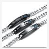 His Queen, Her King Stainless Steel Couple Bracelet with Diamond Inlay