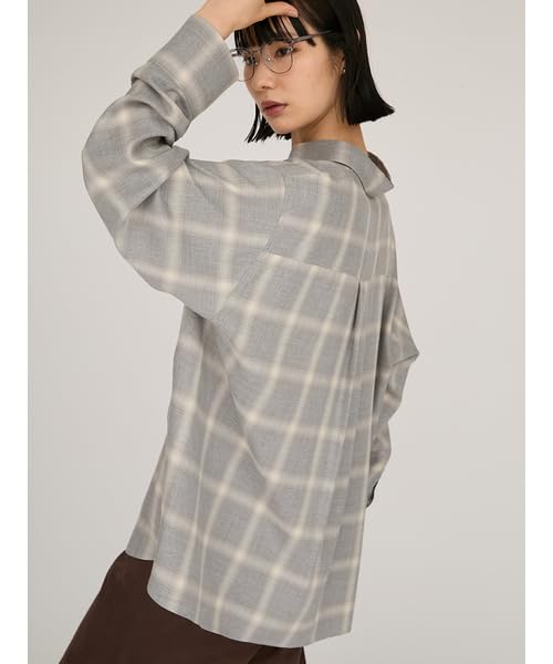 Emi Check Gray Women's Overshirt, 13WFB254049,