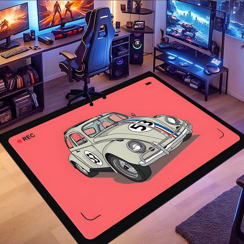 Classic vintage car pattern rug, non-slip rug, suitable for living room, bedroom, game room, computer room and home décor.