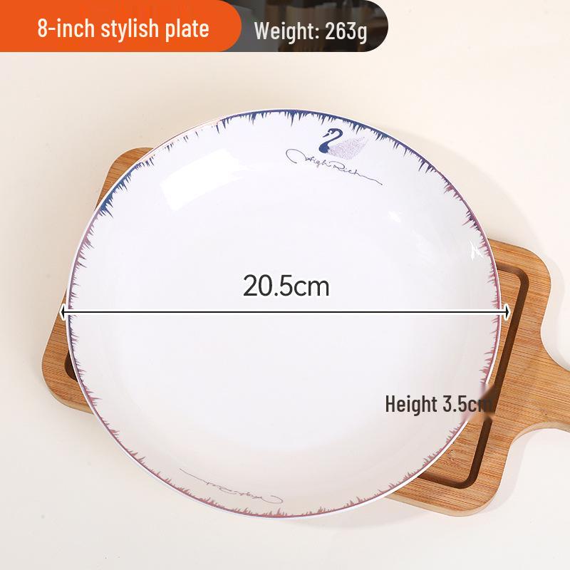 Swan Series Ceramic Bowl and Plate Set - Elegant Household Tableware Gift