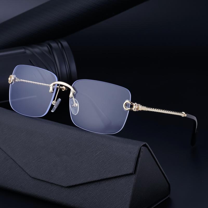 Boîte à lunettes de soleil sans monture avec bordure Lunettes de soleil Homme Lunettes tendance