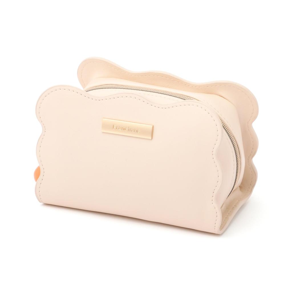 Francfranc Wave Shape Makeup Accessory Case Pouch, Small, Ivory, Pouch,