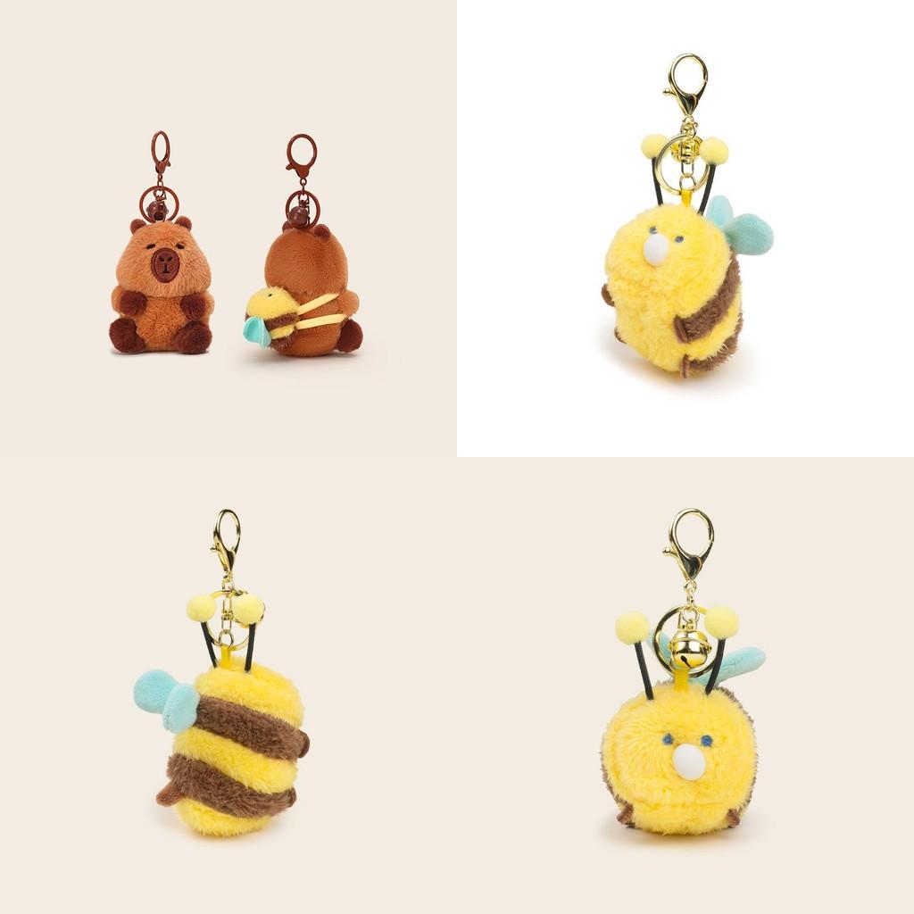 Capybara Bee Backpack Bees Spit Bubbles Plush Keychain For Kids And Bag Decor