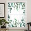 Plant Dark Green Tea Green Leaves Watercolor Rural Sheer Curtains for Kids Living Room Voile Window Curtains Tulle Drapes