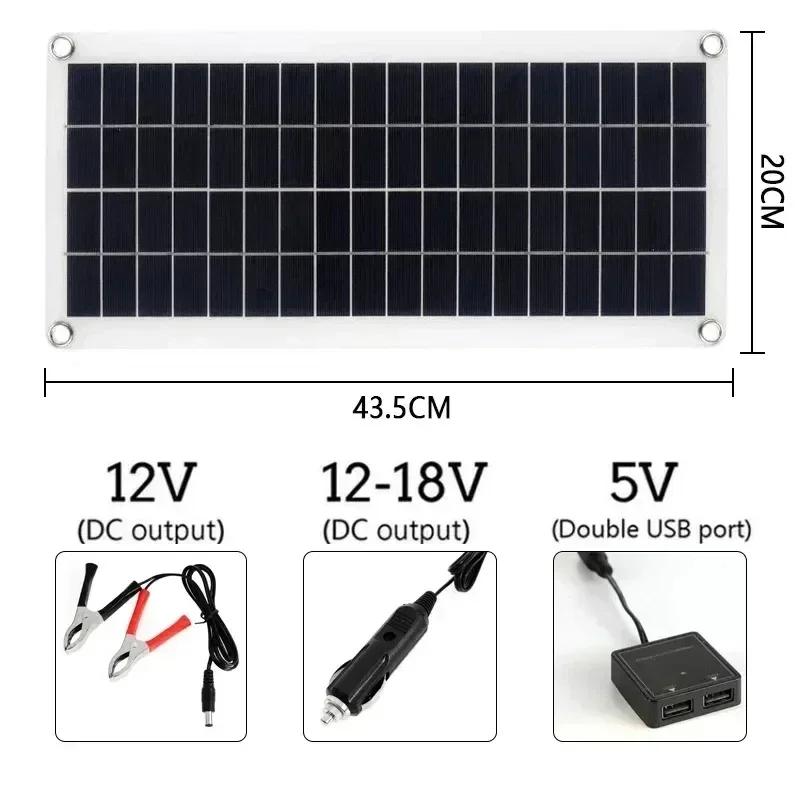 Equipped with 40W Outdoor USB 5V Flexible Solar Panel+60A Controller Set Suitable for RV Camping Hiking Charger Power Supply
