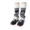 Fair Isle Vintage Knit Reindeer Leg Warmers - Grey, Cream, & White Women's Calf Socks