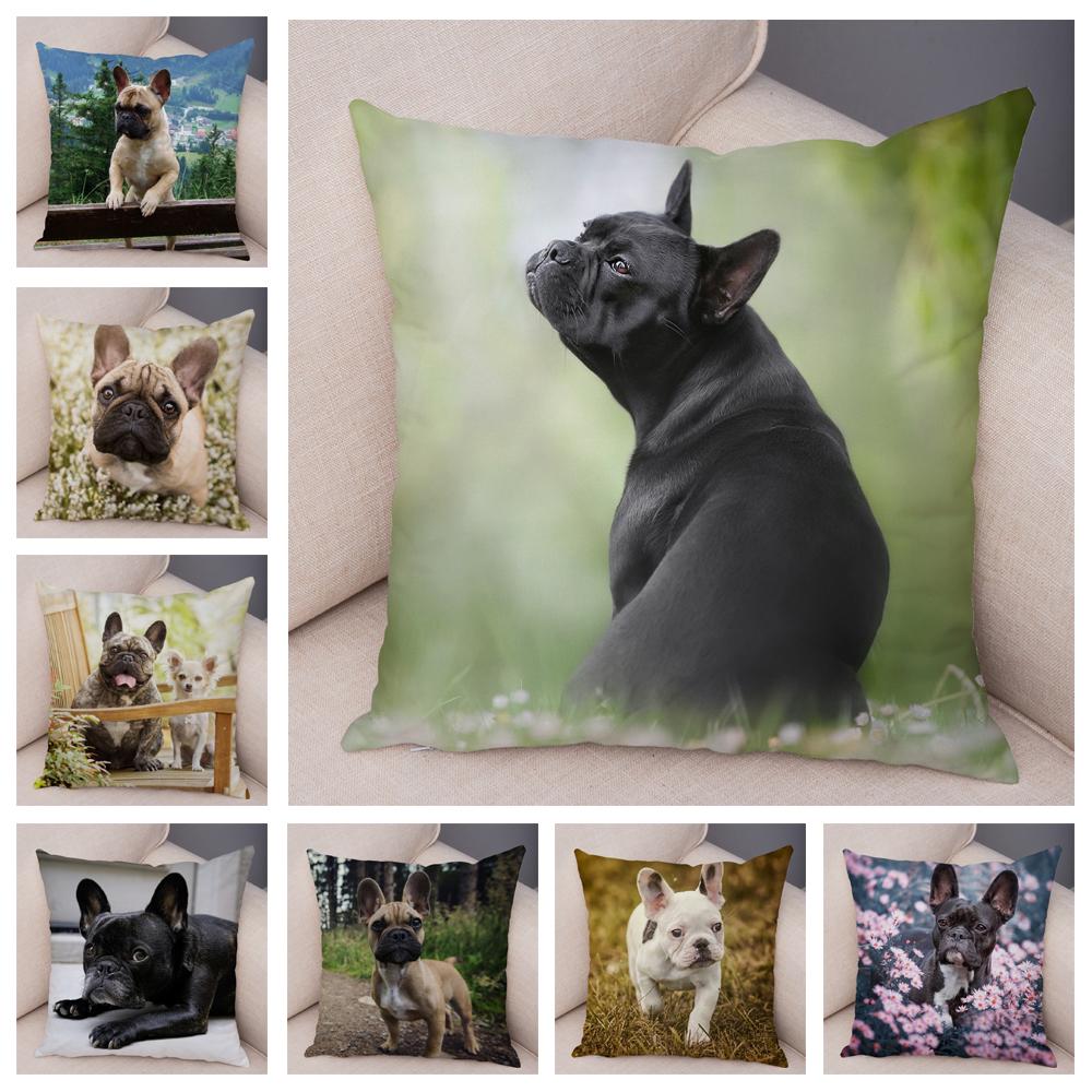 Cute Pet Mini French Bulldog Pillowcase Home Sofa Car Decoration Animal Dog Cushion Cover Printed