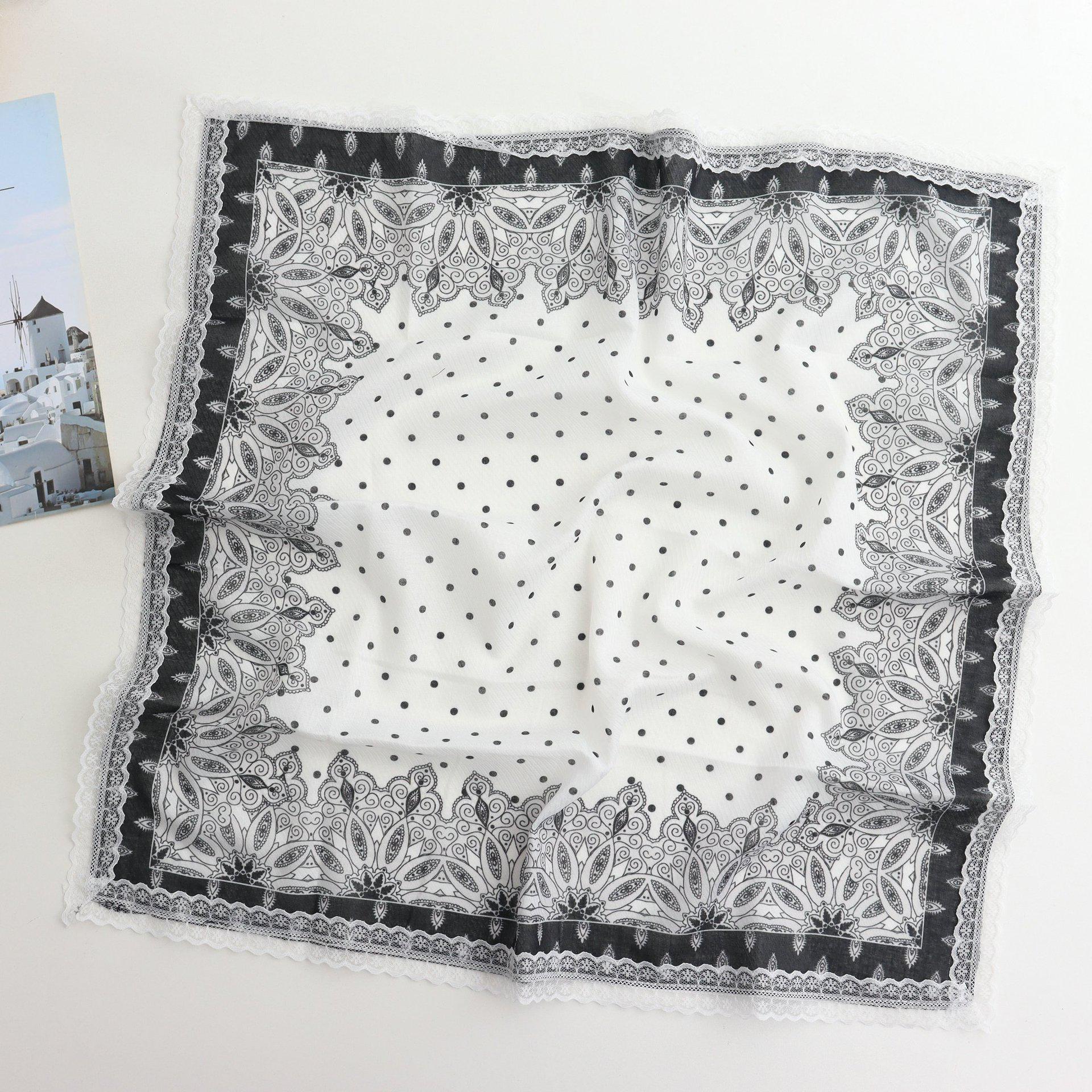 

60 Пастельный шарф в горошек: Женский квадратный платок и повязка на голову с бантом. 60cm x 60cm