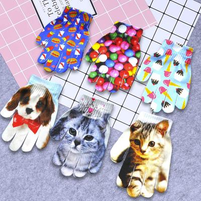 Children Kids Winter Warm 3D Animal Print Knitted Kitty Pet Cute Gloves Fashion