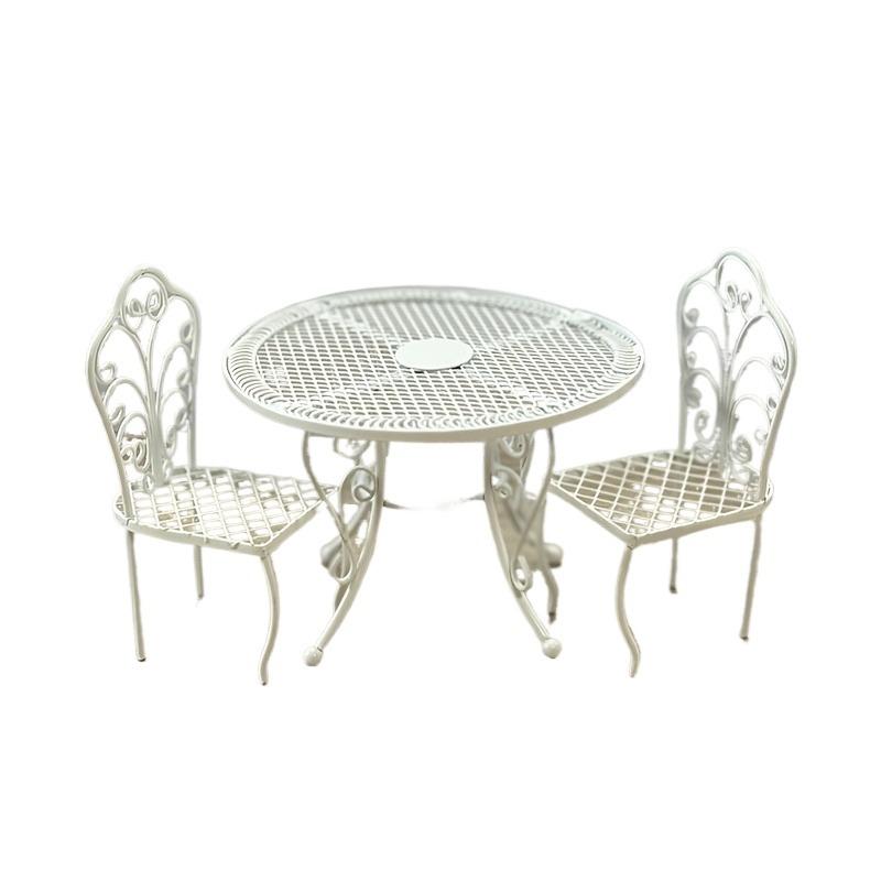 1/3 Sets Miniature Garden Furniture Set Metal Dollhouse Outdoor Table & Chairs Realistic Patio for Dollhouses Miniature Scenes