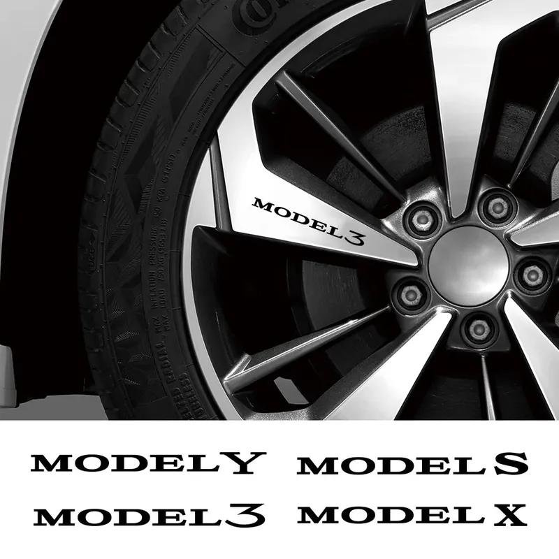 Car Wheel Rim Decorative Stickers For Tesla Model 3 Y S X 2014- PVC Reflective Decals Exterior Auto Styling Accessories