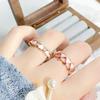 Rose Gold Enamel Dripping Oil Fan-Shaped Heart Small Design Open Ring High-End Light Luxury Stacked With Zircon Ring
