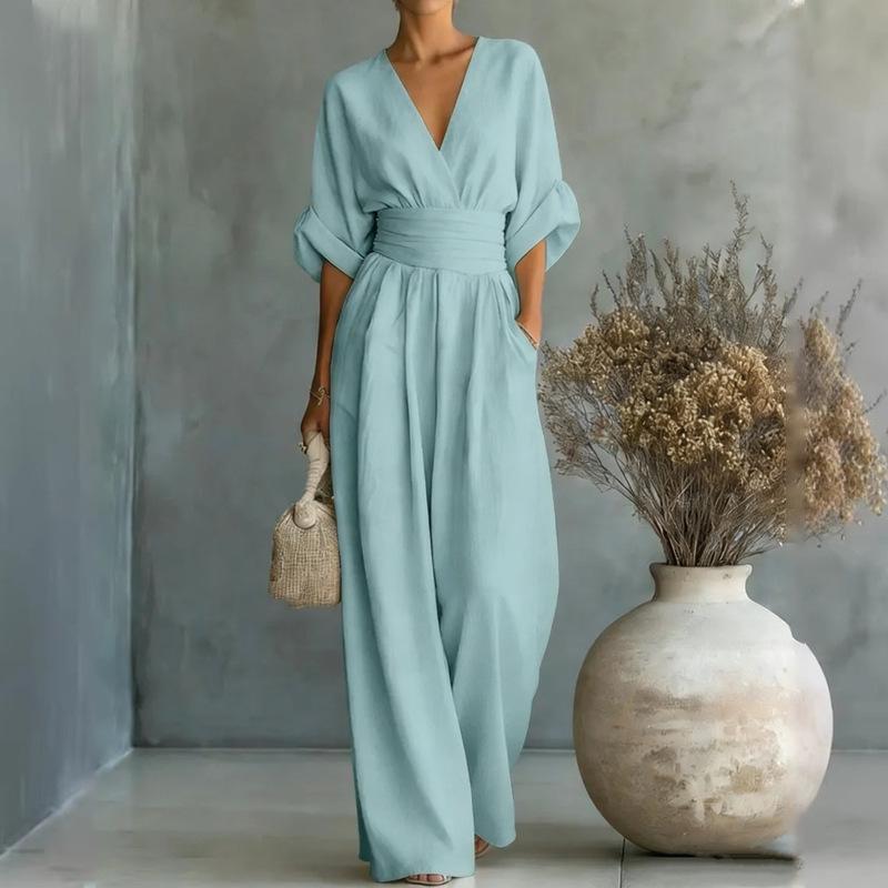 2026 Spring Women's Colorblock Print V-Neck Spaghetti Strap Long Dress