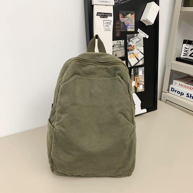 Student Schoolbag Women's Solid Color Travel Bag Men's Canvas Backpack