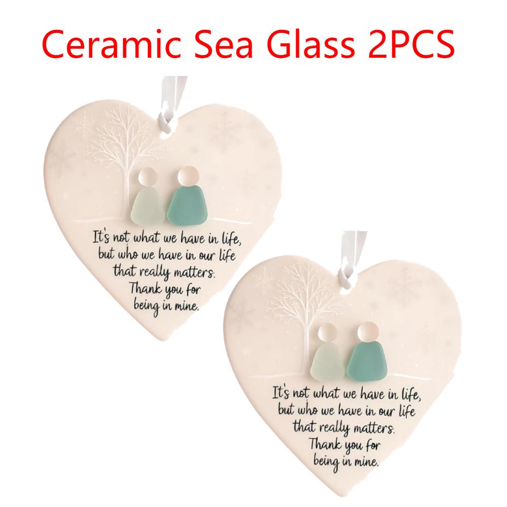 2/5PCS Sea Glass Friendship Decors Keepsake Christmas Pendant Christmas Friends Plaque for Christmas Tree Hanging Ornament