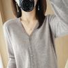 Knit Cardigan For Women With Vneck Long Sleeves Soft Polyester Blend For Casual Wear