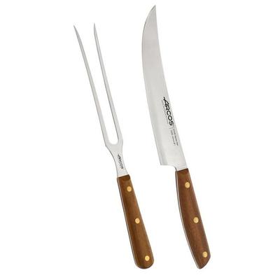 Ustensiles de Barbecue - ARCOS - Nordika - Couteau et Fourchette - Acier Inoxydable Nitrum® - Bois Ovengkol