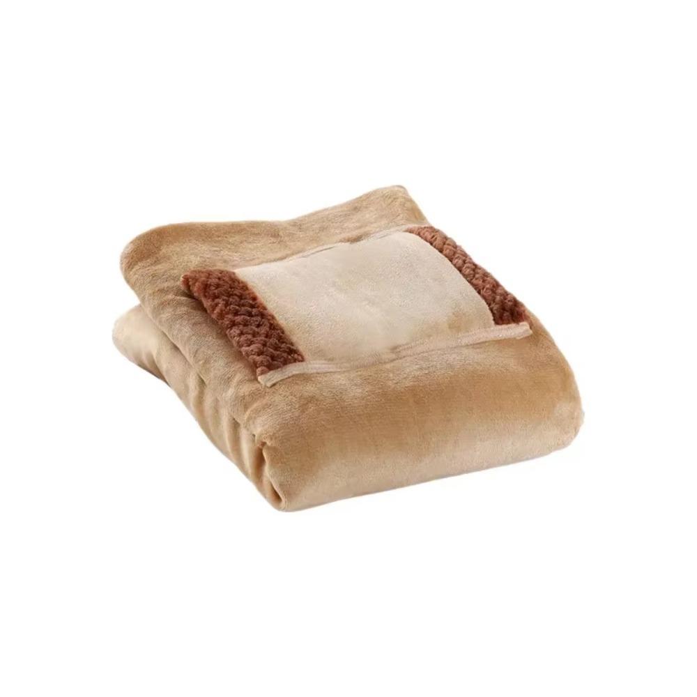 

with Hand Warmer Pocket Electric Blanket Flannel Winter Warming Blanket Office коричневый