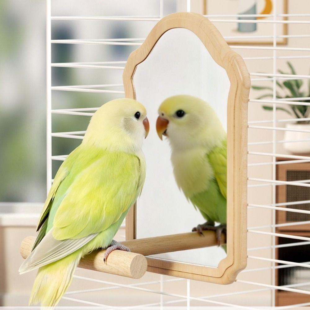 Wear-Resisting Parrot Mirror Toy Detachable Interactive Bird Toy Bird Mirror Perch  Playing